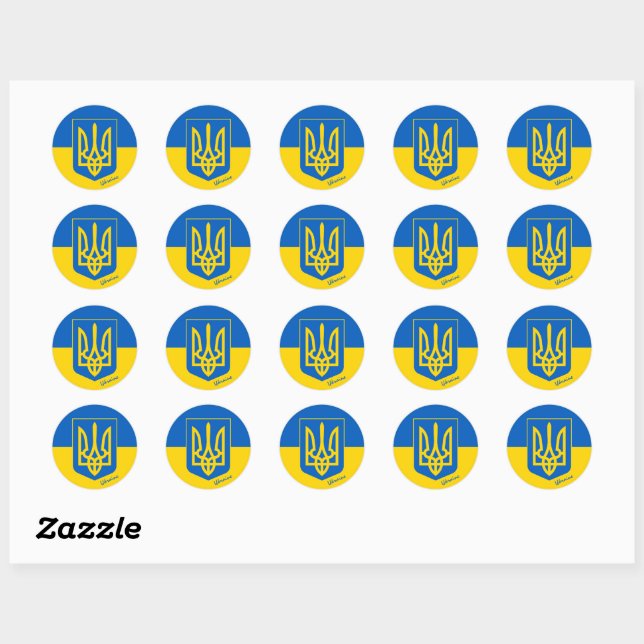 Ukrainian flag, Emblem & Ukraine holiday / sports Classic Round Sticker (Sheet)