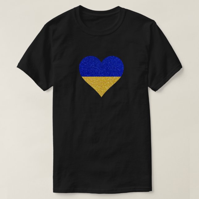 Ukrainian Flag Heart Glitter T-Shirt (Design Front)