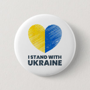 Ukrainian Flag - I Stand With Ukraine Flag 1  6 Cm Round Badge