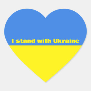 Ukrainian Flag, I Stand with Ukraine, Heart Sticker