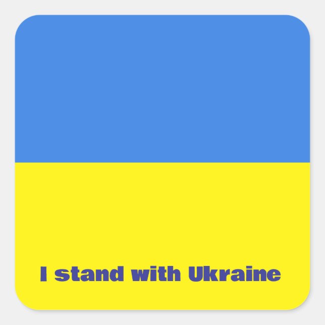 Ukrainian Flag, I Stand with Ukraine,  Square Sticker (Front)