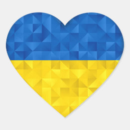 Ukrainian flag. Love to Ukraine. Support. Sheet of Heart Sticker