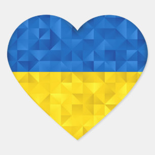 Ukrainian flag. Love to Ukraine. Support. Sheet of Heart Sticker