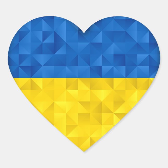 Ukrainian flag. Love to Ukraine. Support. Sheet of Heart Sticker (Front)
