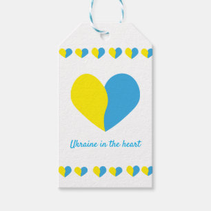 Ukrainian flag on heart simple design gift tags