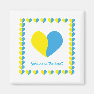 Ukrainian flag on heart simple design magnet