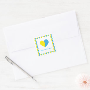 Ukrainian flag on heart simple design square sticker