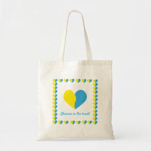Ukrainian flag on heart simple design tote bag