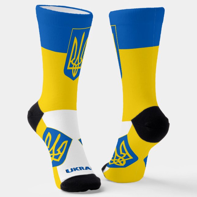 Ukrainian Flag Patriotic, Sustainable Ukraine Socks (Angled)