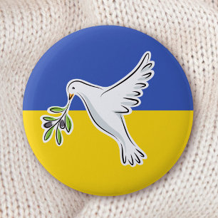 Ukrainian flag peace in Ukraine  dove anti war 6 Cm Round Badge