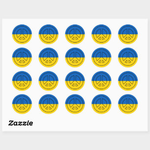 Ukrainian flag peace sign classic round sticker