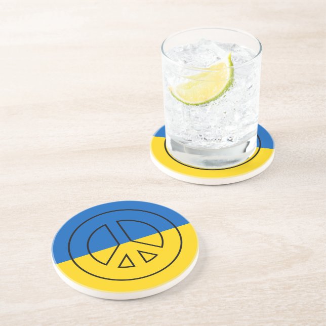 Ukrainian flag peace sign coaster (Side)