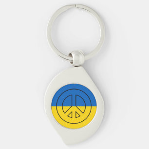 Ukrainian flag peace sign key ring