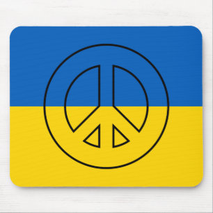 Ukrainian flag peace sign mouse mat