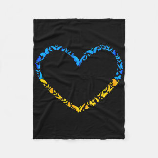 Ukrainian Flag Peace Ukraine Flag Butterfly Heart  Fleece Blanket