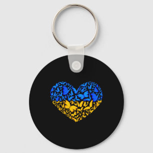 Ukrainian Flag Peace Ukraine Flag Butterfly Heart  Key Ring