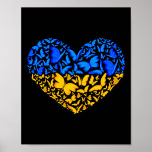 Ukrainian Flag Peace Ukraine Flag Butterfly Heart Poster