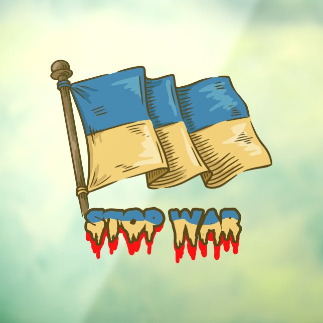 Ukrainian Flag: Stop War  Window Cling (Sheet 3)