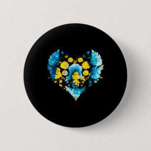 Ukrainian Flag Style Cute Floral Ukraine Heart Ret 6 Cm Round Badge