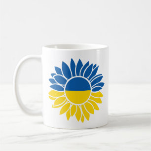 Ukrainian flag sunflower coffee mug