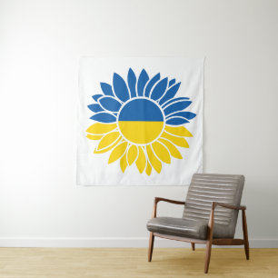 Ukrainian flag sunflower tapestry