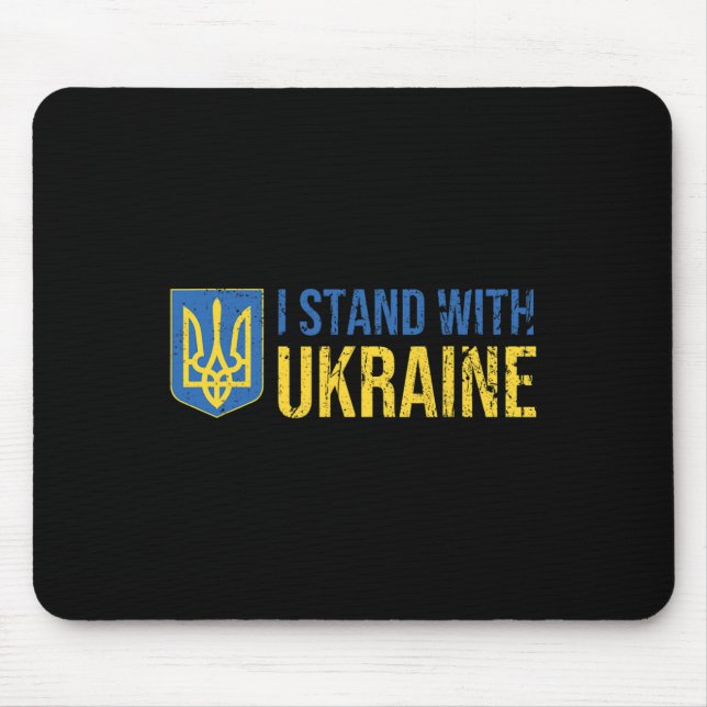Ukrainian Flag Supporting Ukraine I Stand With Ukr Mouse Mat (Front)