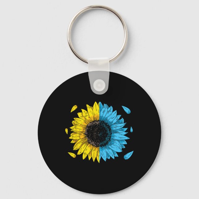 Ukrainian Flag Symbol Tryzub Love Support Ukraine  Key Ring (Front)