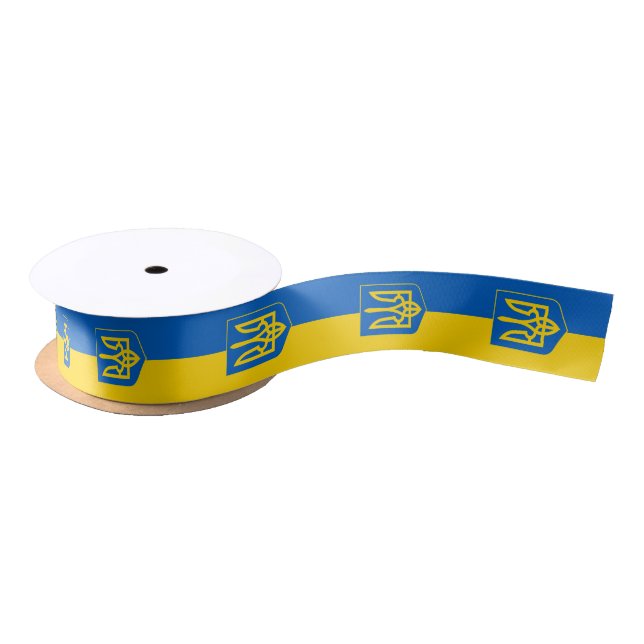 Ukrainian Flag, Tryzub & Ukraine, holiday / sports Satin Ribbon (Spool)