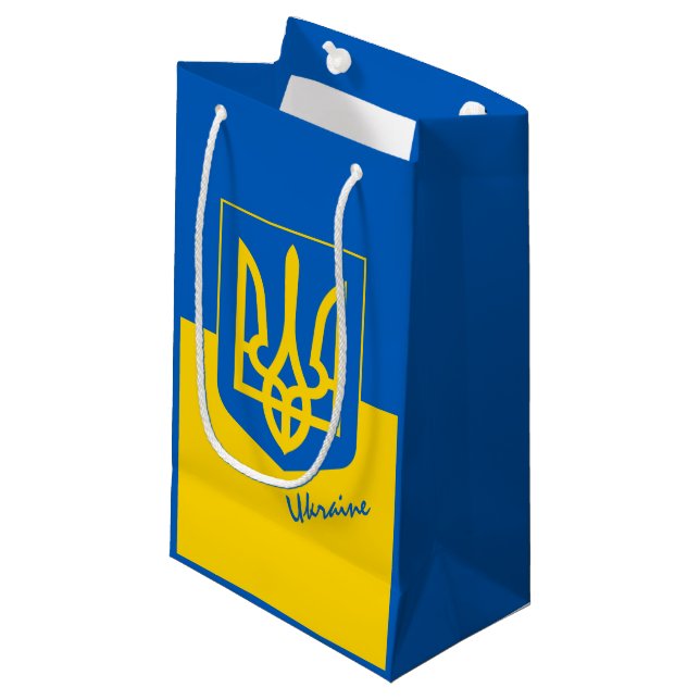 Ukrainian flag & Ukraine birthday party /sports Small Gift Bag (Front Angled)