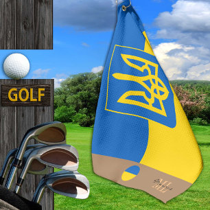 Ukrainian flag & Ukraine monogrammed Golf Towel