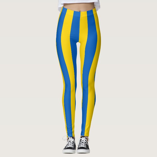 Ukrainian Flag (Ukraine) Striped Leggings (Front)