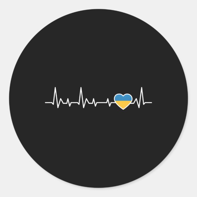 Ukrainian Flag Ukrainian Herzschlag Classic Round Sticker (Front)
