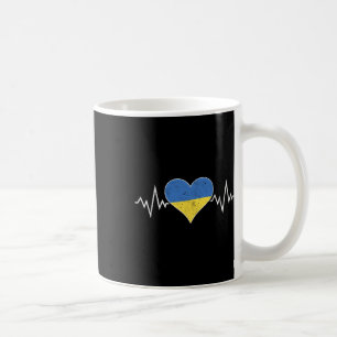 Ukrainian Flag Vintage Heart Heartbeat Ukraine Pul Coffee Mug