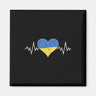 Ukrainian Flag Vintage Heart Heartbeat Ukraine Pul Magnet