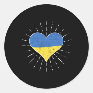 Ukrainian Flag Vintage Heart Ukraine Fan Retro Classic Round Sticker