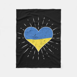 Ukrainian Flag Vintage Heart Ukraine Fan Retro Fleece Blanket