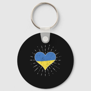 Ukrainian Flag Vintage Heart Ukraine Fan Retro  Key Ring