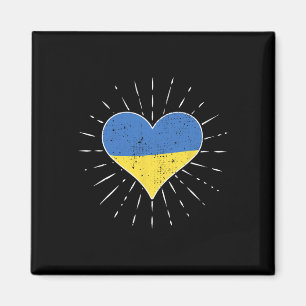 Ukrainian Flag Vintage Heart Ukraine Fan Retro Magnet
