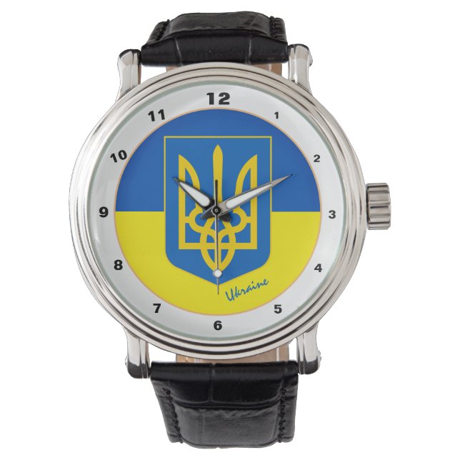 Ukrainian Flag watch, Ukraine fashion / tryzub Watch (Front)