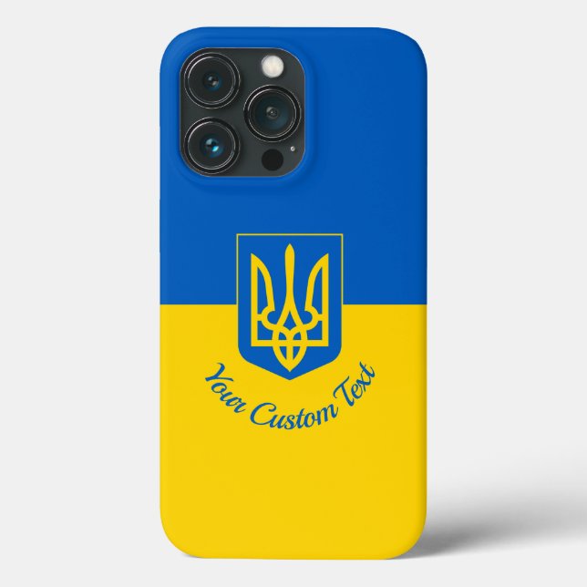 Ukrainian flag with coat of arms and custom text Case-Mate iPhone case (Back)