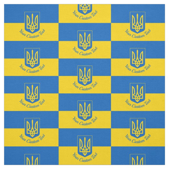 Ukrainian flag with coat of arms and custom text fabric (Swatch)