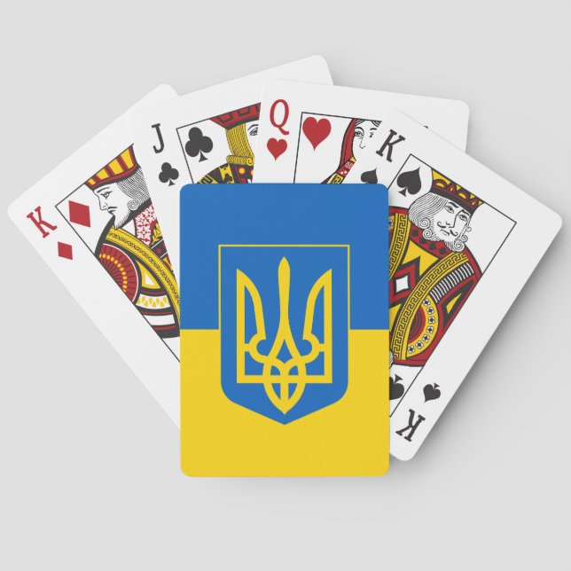 Ukrainian flag with coat of arms playing cards (Back)