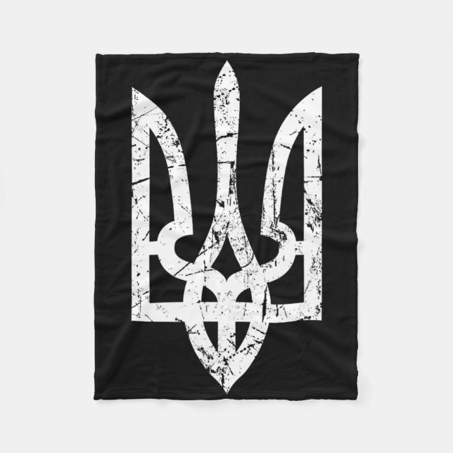 Ukrainian Flag With Crest Ukraine  Fleece Blanket (Front)