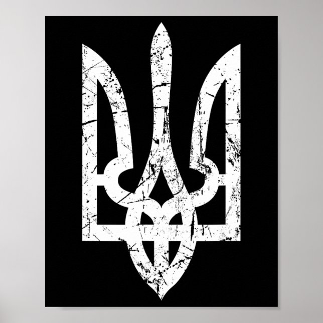 Ukrainian Flag With Crest Ukraine  Poster (Front)