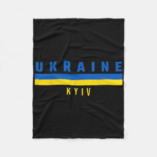 Ukrainian Flag With Text Ukraine- Kyiv In Capital Fleece Blanket