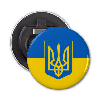 Ukrainian flag with the coat of arms bottle opener