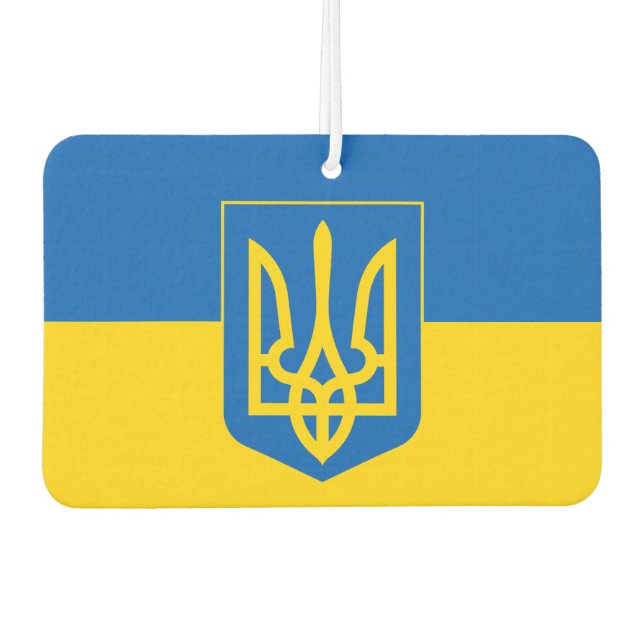Ukrainian flag with the coat of arms car air freshener (Front)