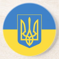 Ukrainian flag with the coat of arms