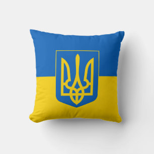 Ukrainian flag with the coat of arms cushion