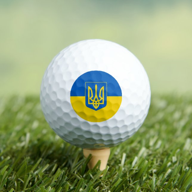 Ukrainian flag with the coat of arms golf balls (Insitu Tee)
